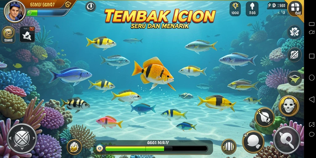 Screenshot menunjukkan gameplay seru dalam Tembak Ikan 666I.