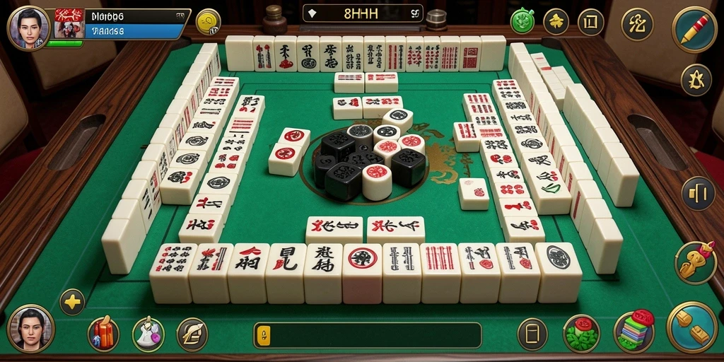 Tampilan screenshot 8HHH yang menampilkan gameplay Mahjong yang seru.