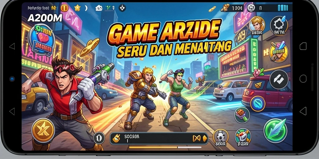 Gameplay seru A200M dengan variasi level menarik dan grafis menawan.
