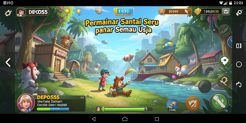 Tampilan gameplay <strong>DEPO555</strong> yang menawan dan penuh warna.