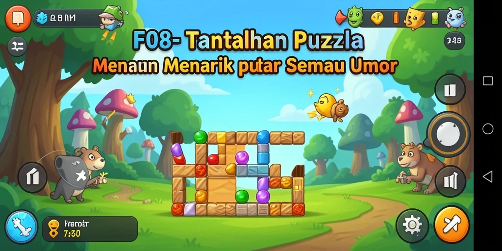 Screenshot gameplay F08 menampilkan tantangan puzzle yang menarik.