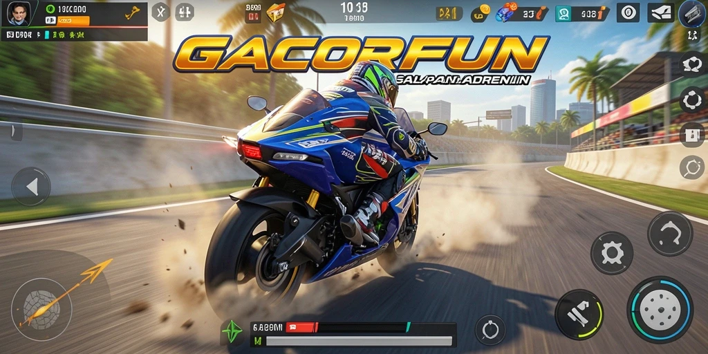 Tangkapan layar GACORFUN yang menampilkan serunya balapan motor.
