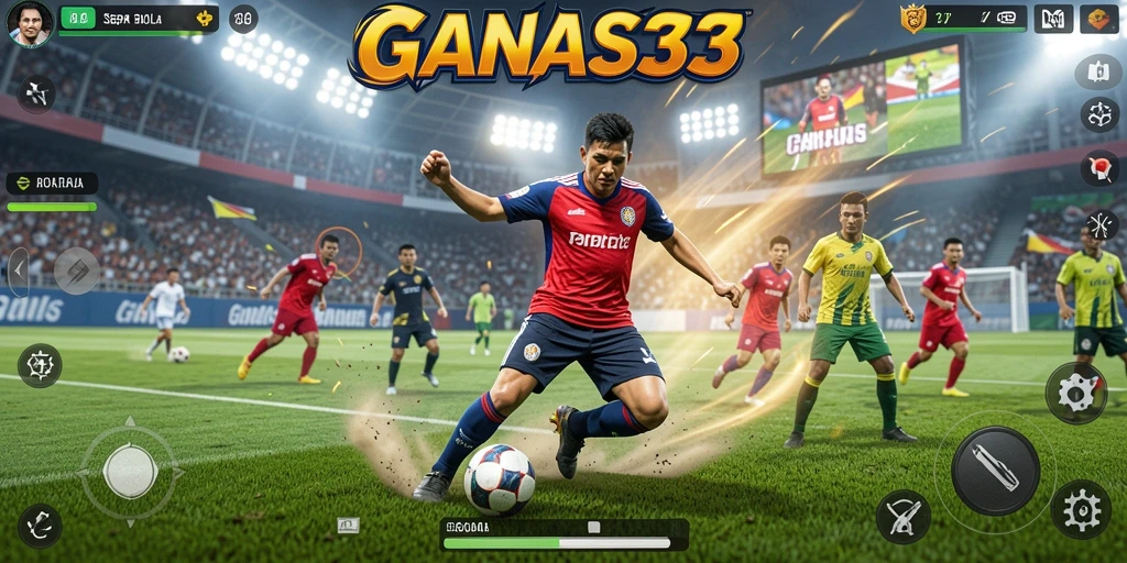 Tampilan gameplay seru dari GANAS33 dalam pertandingan sepak bola.
