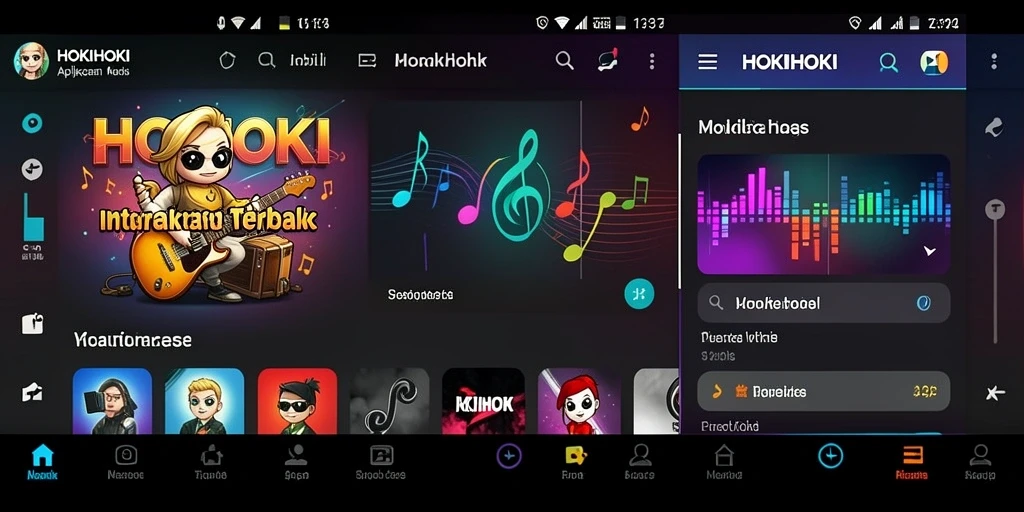 Screenshot HOKIHOKI menunjukkan gameplay musik yang interaktif dan menyenangkan.