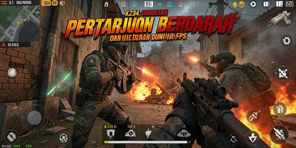 Screenshot utama K234 menampilkan aksi intens dalam pertarungan FPS.