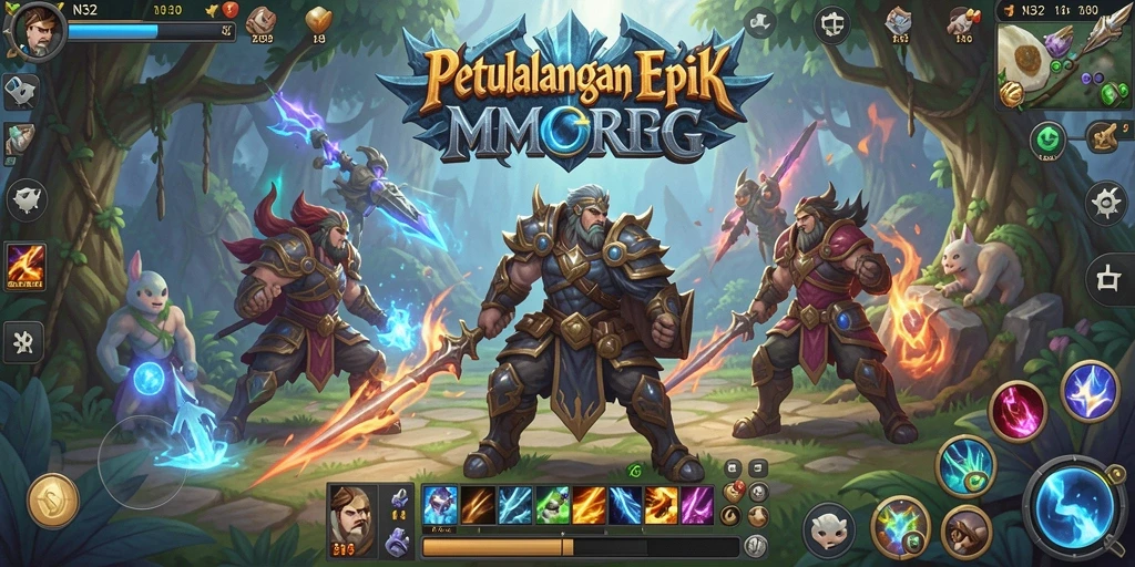 Screenshot gameplay N32 yang menampilkan aksi pertarungan seru dan petualangan.