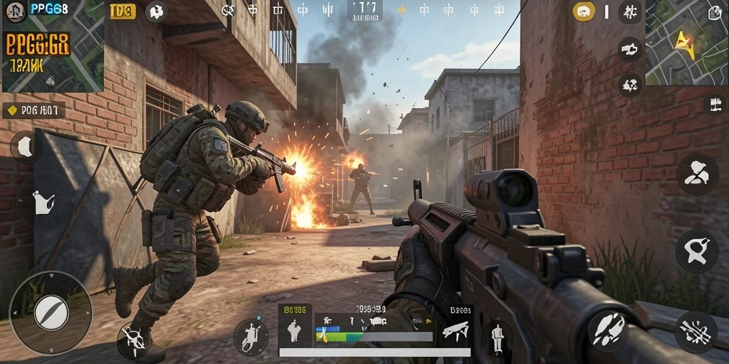 Gambaran seru gameplay PGG68 dalam pertempuran TPS yang mendebarkan.