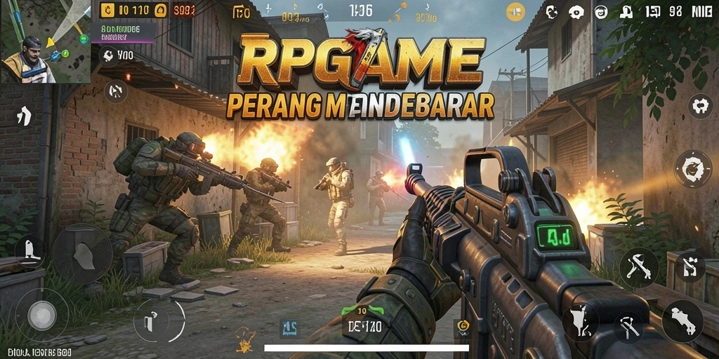 Screenshot RPGAME menampilkan aksi intens dalam pertempuran FPS yang seru.