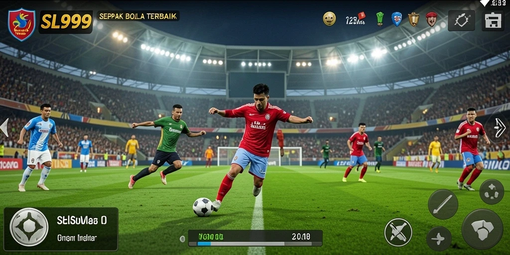 Tangkapan layar gameplay sepak bola yang seru di SL999.