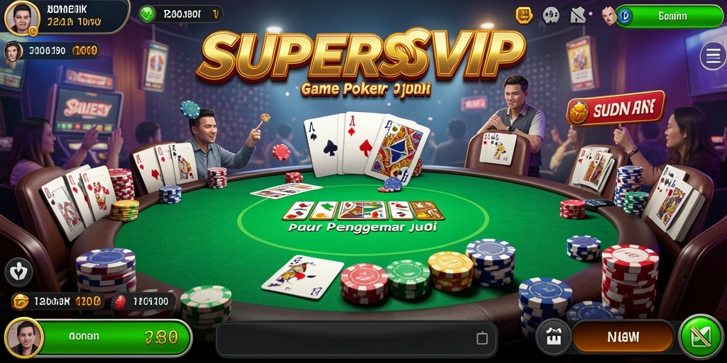 Tangkapan layar SUPERSVIP menampilkan gameplay poker yang mendebarkan.